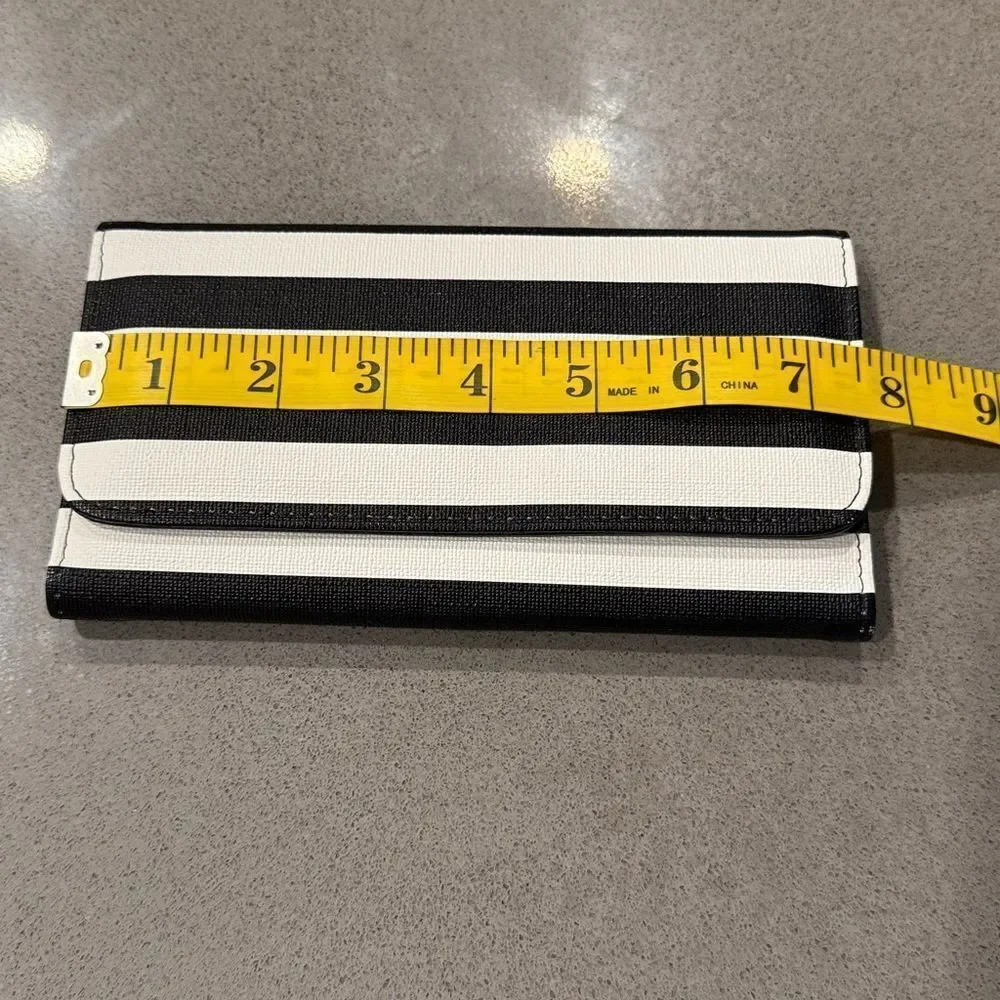 KUT From The Kloth Black/White Striped Tri-Fold Vegan Wallet